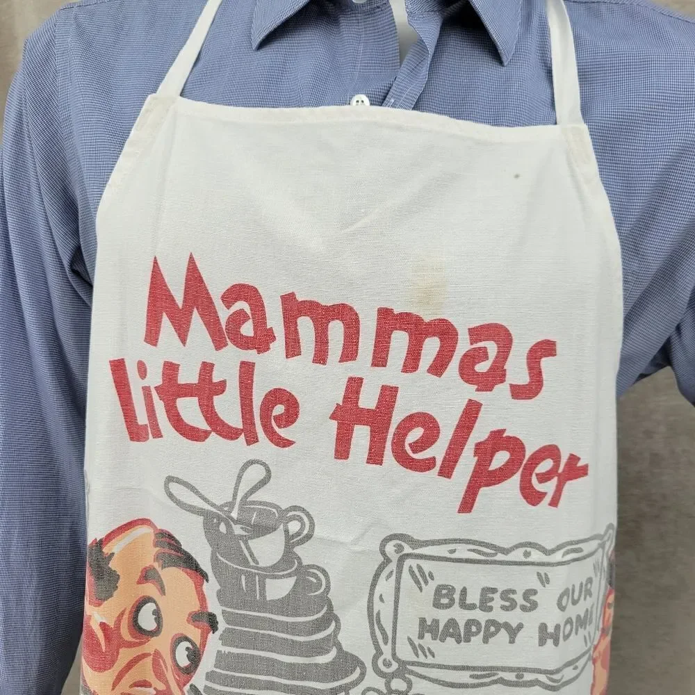 Vintage Mamma's Little Helper Kitchen Hostess Apron Kitchy Unique